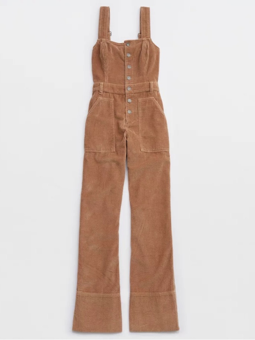 Aerie Corduroy Kick Flare Overalls Brown Jumpsuit Size Large